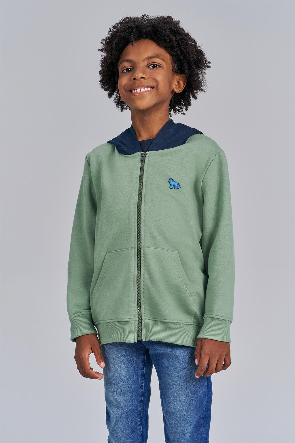 Jaqueta Moletom Brand Wolf Menino Acostamento Kids Azul Sky