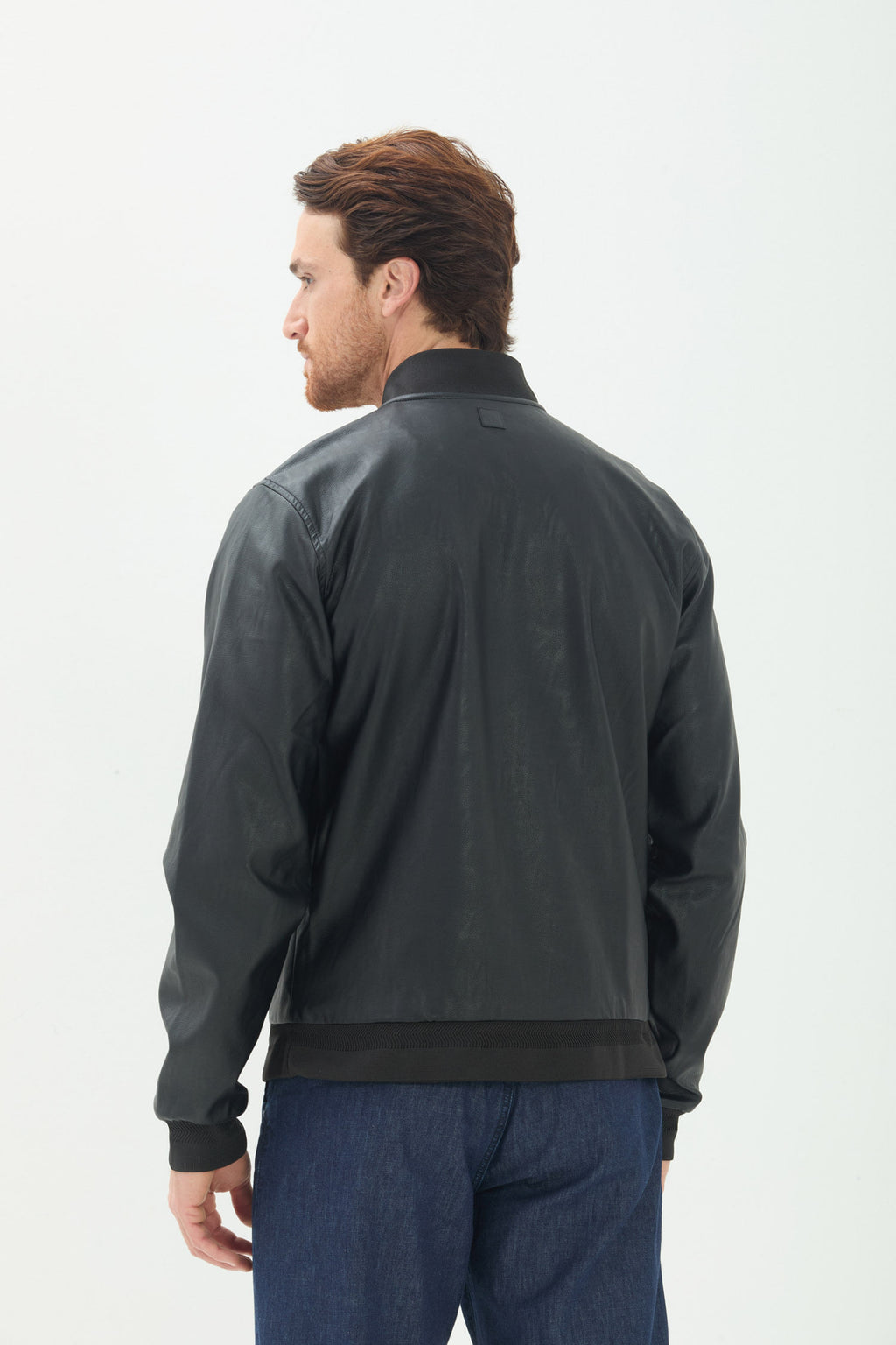 Jaqueta PU Com Ziper Masculino Acostamento Preto