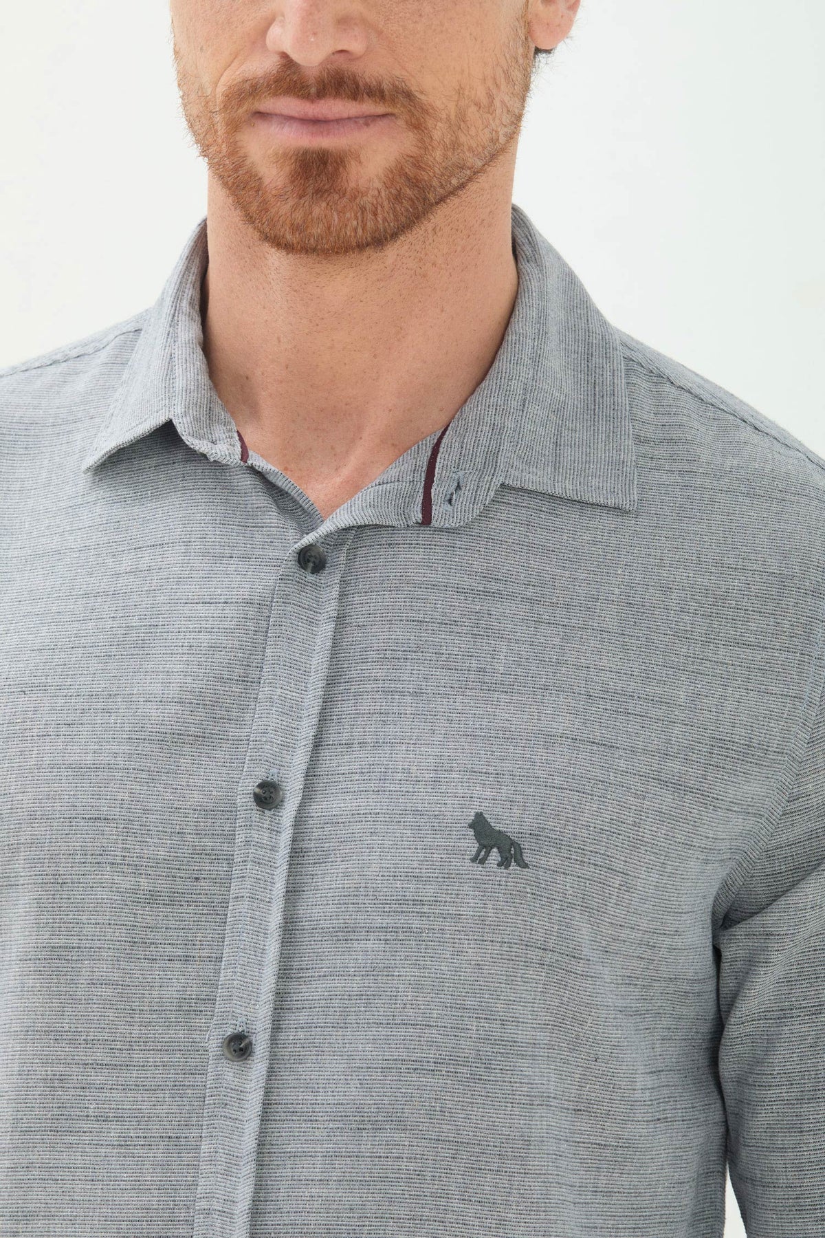 Camisa Manga Longa Casual Masculina Acostamento Mescla C/ Preto
