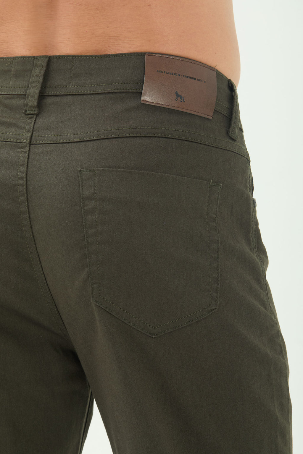 Calça Sarja Regular Scrivania Masculina Acostamento Verde Militar