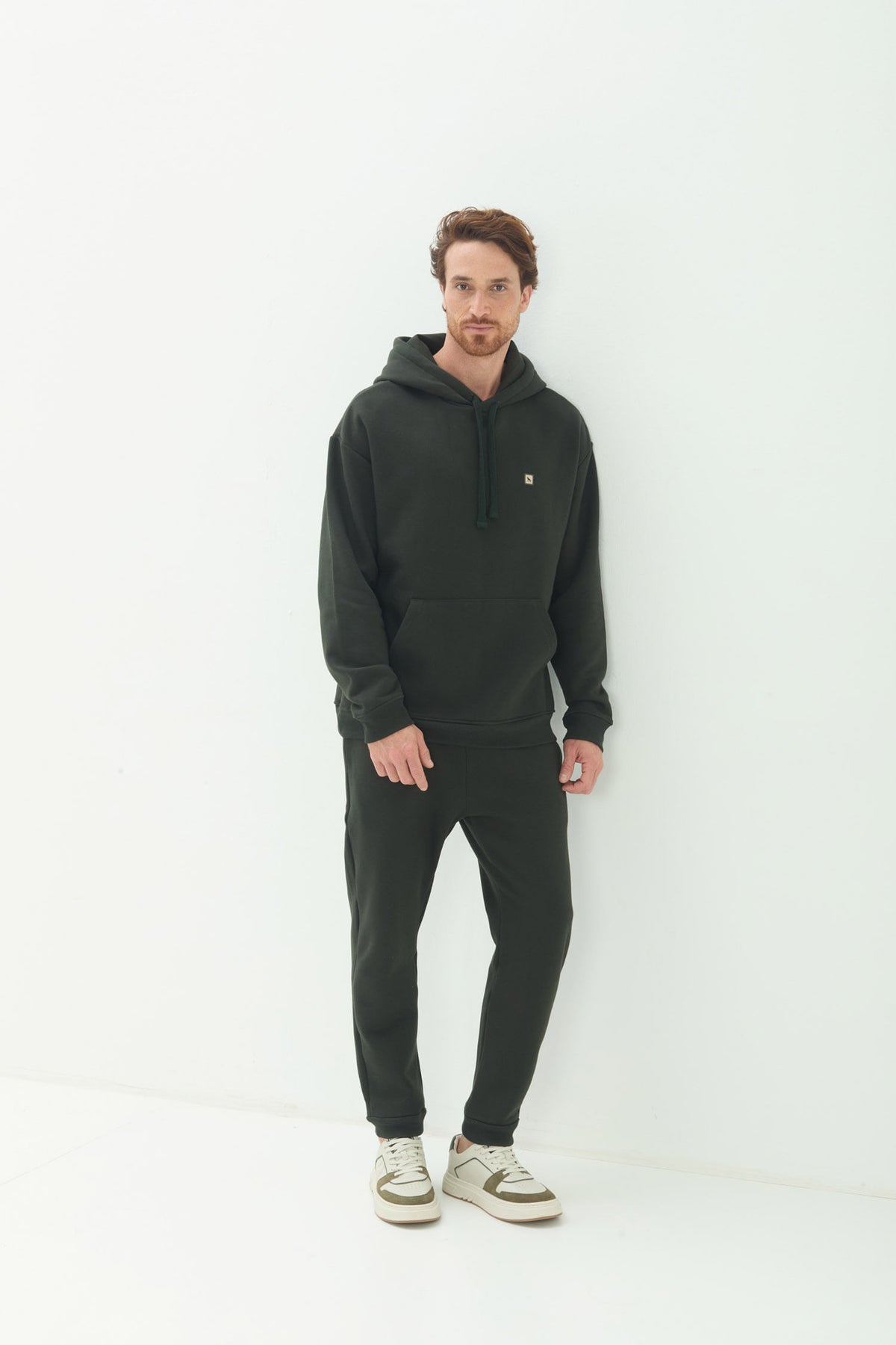 Calça Moletom Casual Masculino Acostamento Verde Folhagem