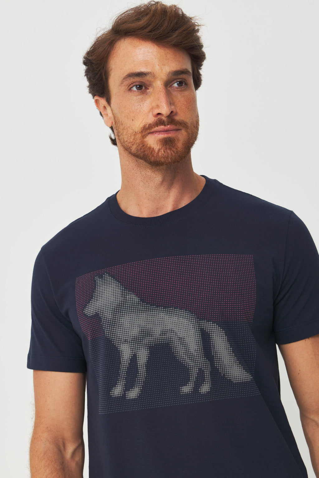 Camiseta Silk Frontal Lobo Masculino Acostamento Marinho