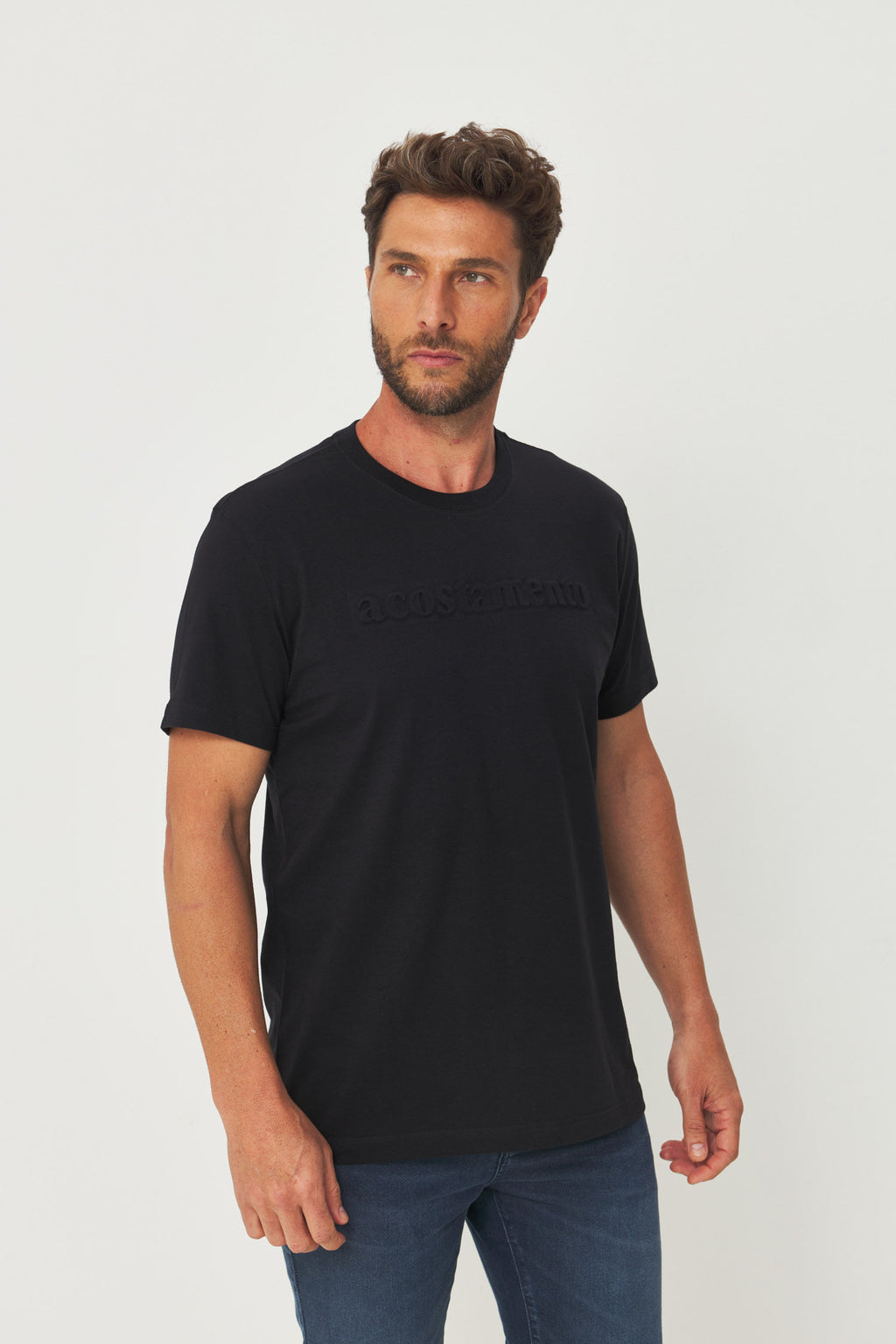 Camiseta Logo em Alto Relevo Touch Masculina Acostamento Preto