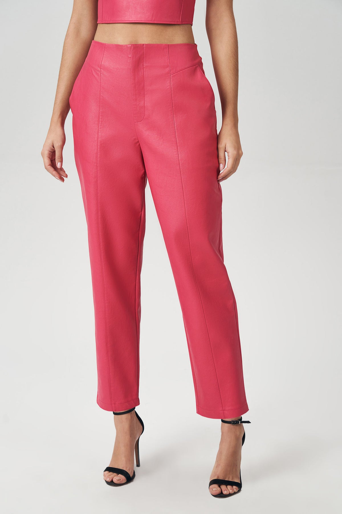 Calça PU Fashion Feminina Acostamento Pop Pink