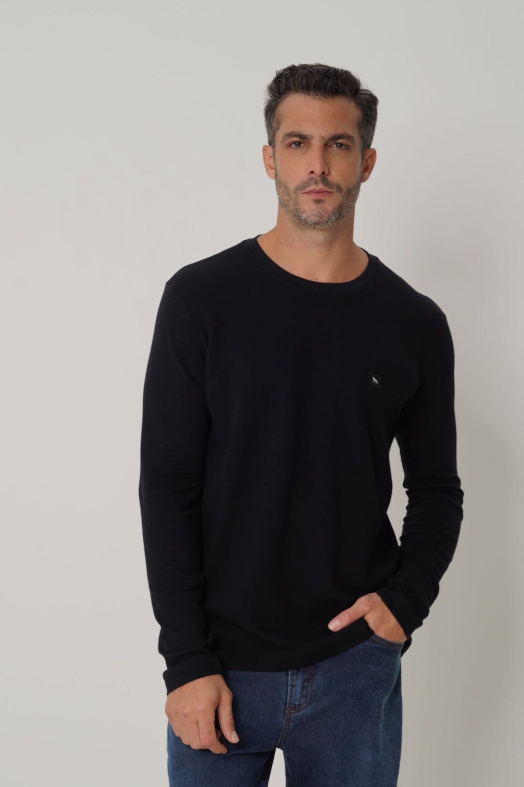 Camiseta Manga Longa Masculina Acostamento Preto