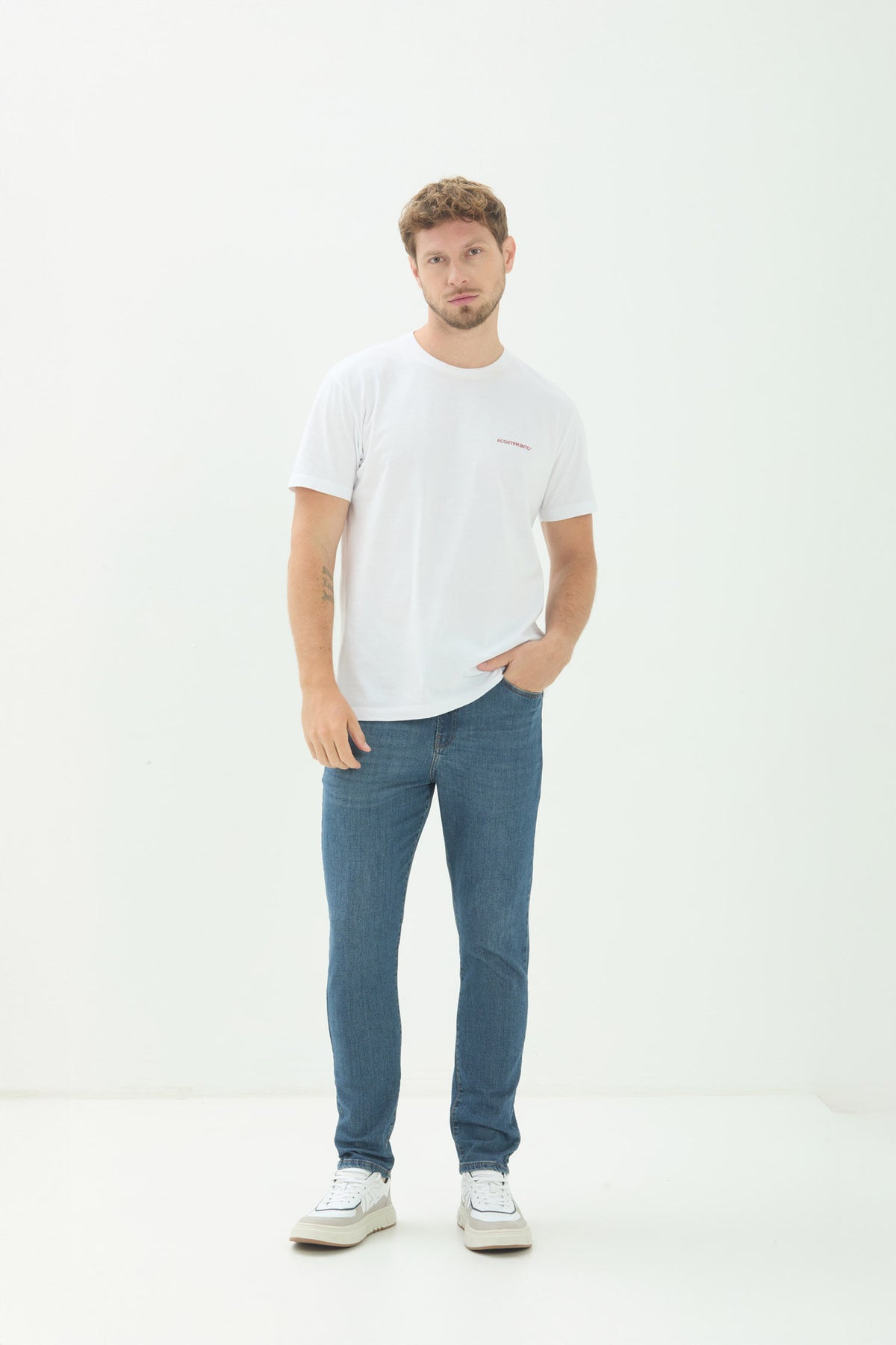 Calça Jeans Skinny Basic Hyperflex Masculina Acostamento Jeans Intermediario