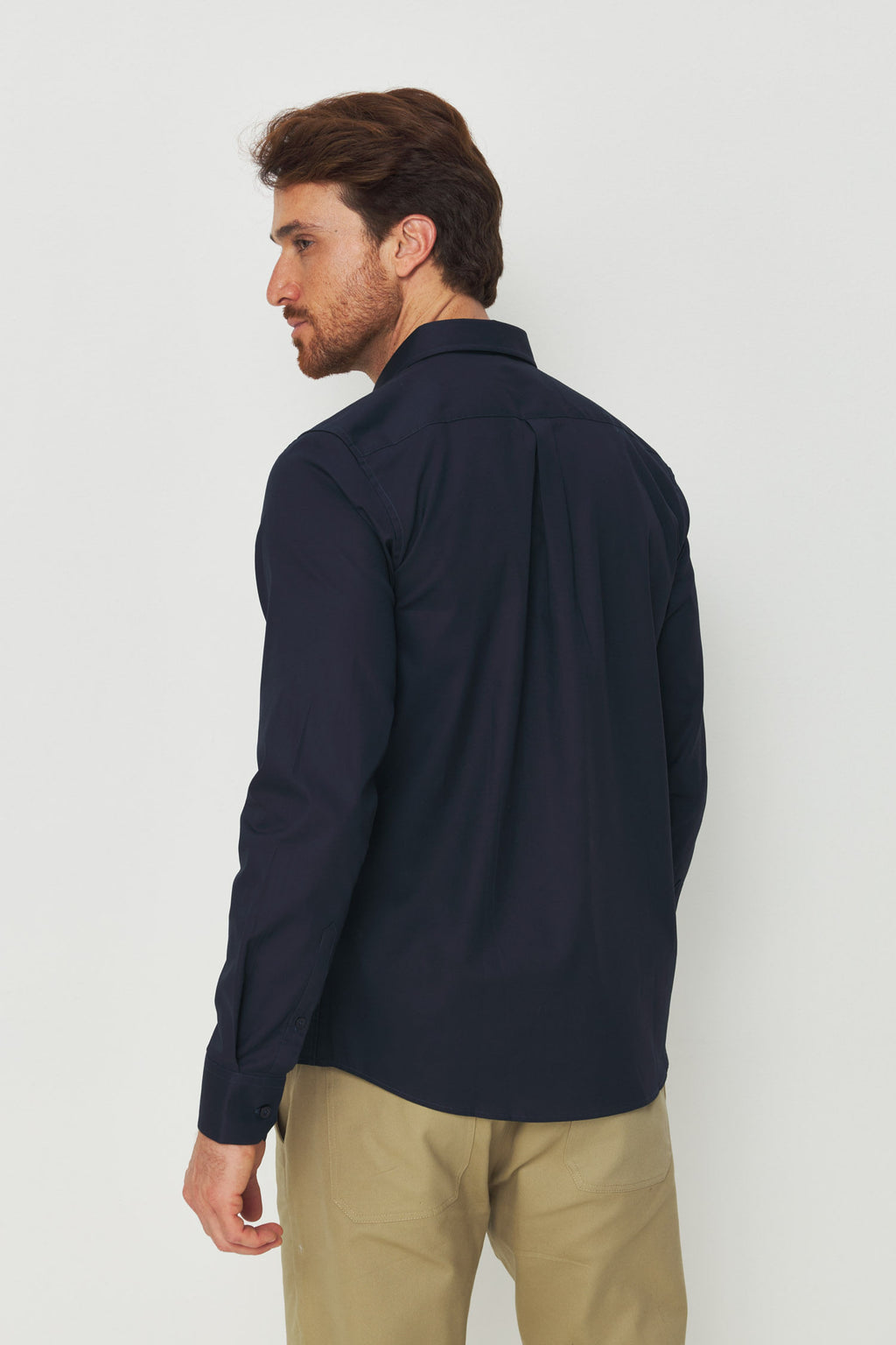 Camisa Cotton Manga Longa Masculina Acostamento Marinho
