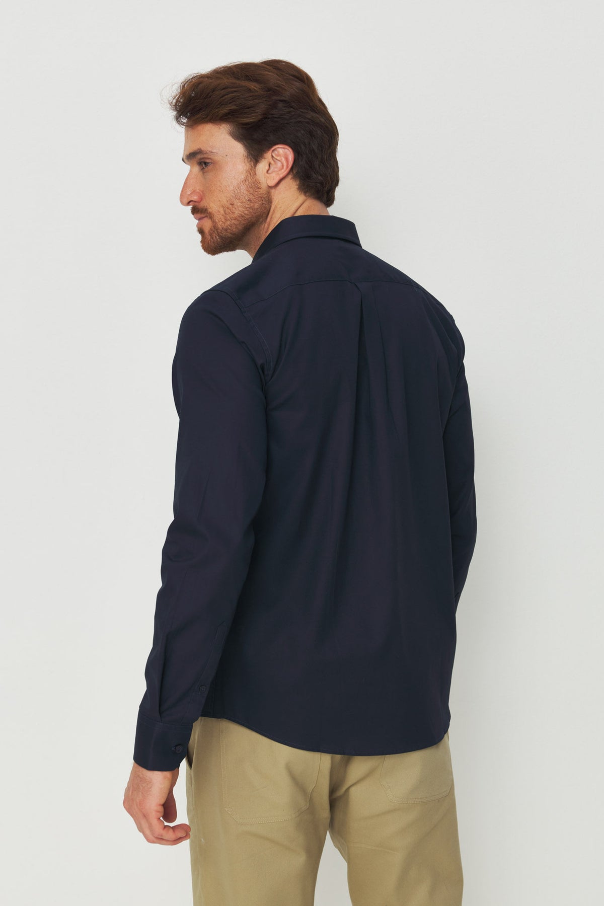 Camisa Cotton Manga Longa Masculina Acostamento Marinho