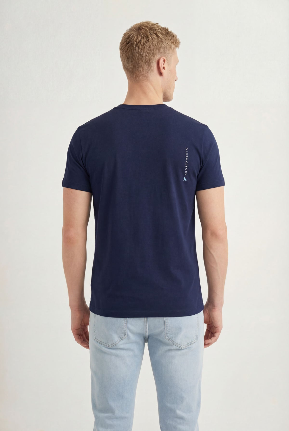 Camiseta Casual Abstrata Masculina Acostamento Marinho