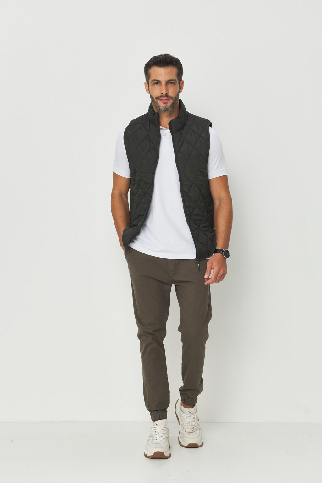 Polo Bordado ACT Masculina Acostamento Mescla Grafite