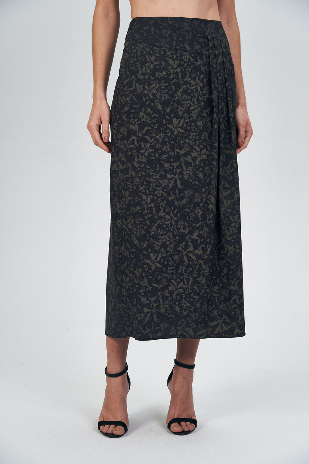 Saia Midi Stamp Feminina Acostamento Mini Garden