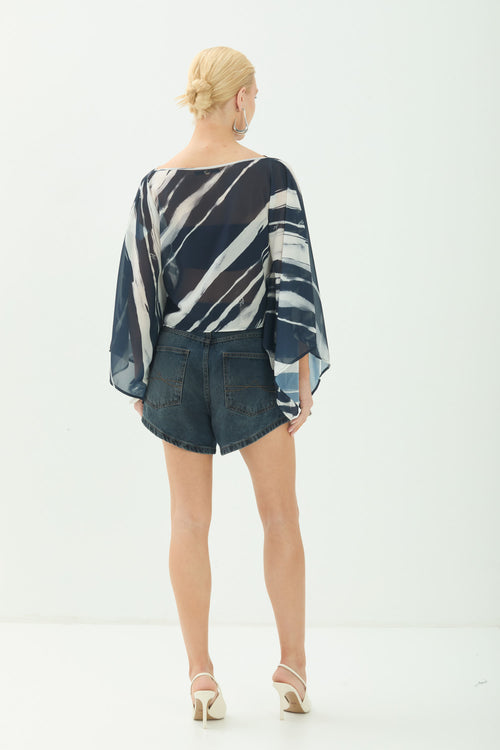 Blusa Estampada Fluida ACT Feminina Royal Stripes
