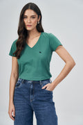 T-Shirt Gola V Feminina Acostamento Preto