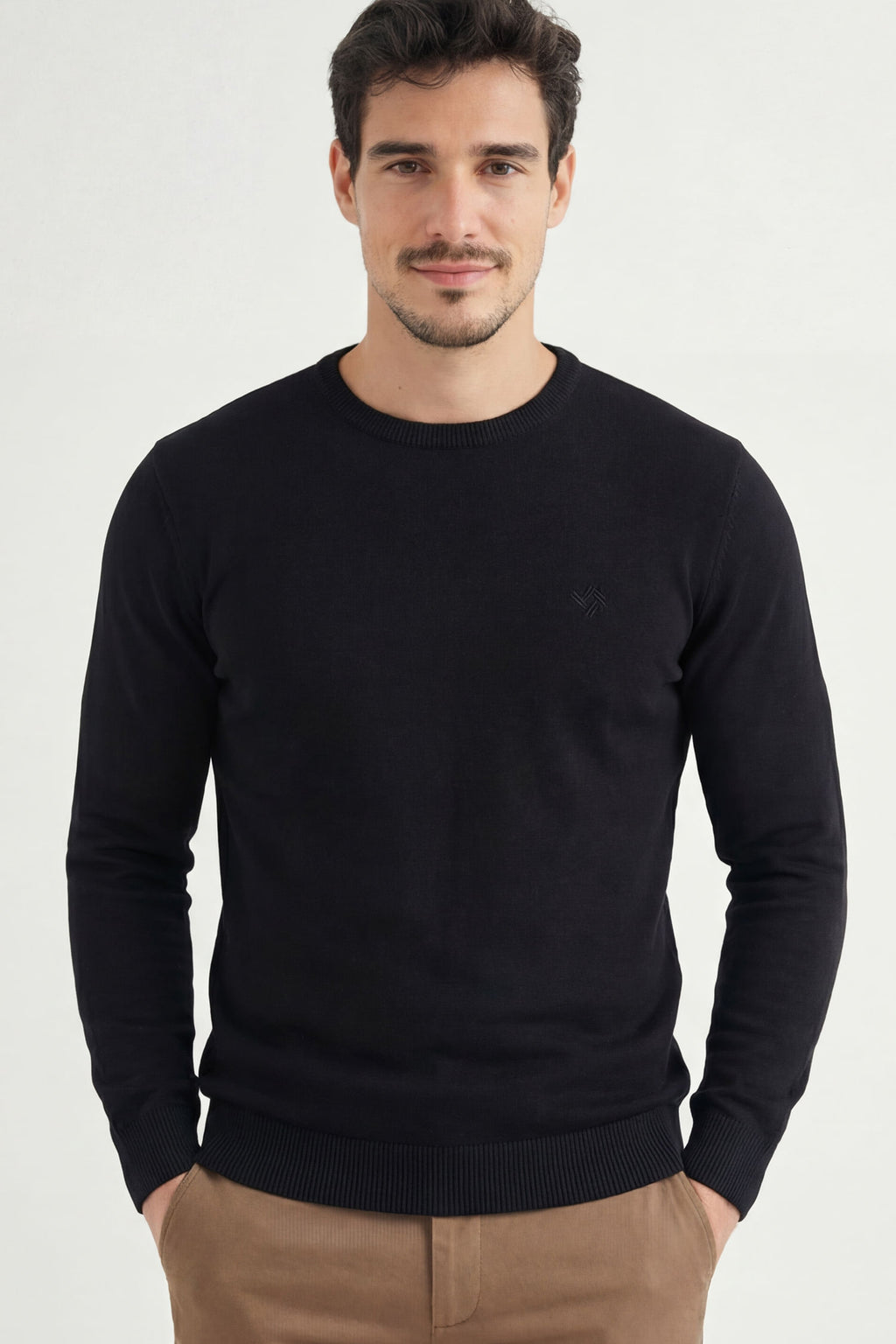 Suéter Tricot Conforto Masculino Acostamento Preto