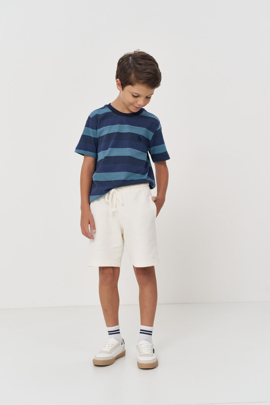 Bermuda Moletom Com Cordão Menino Acostamento Next Off White