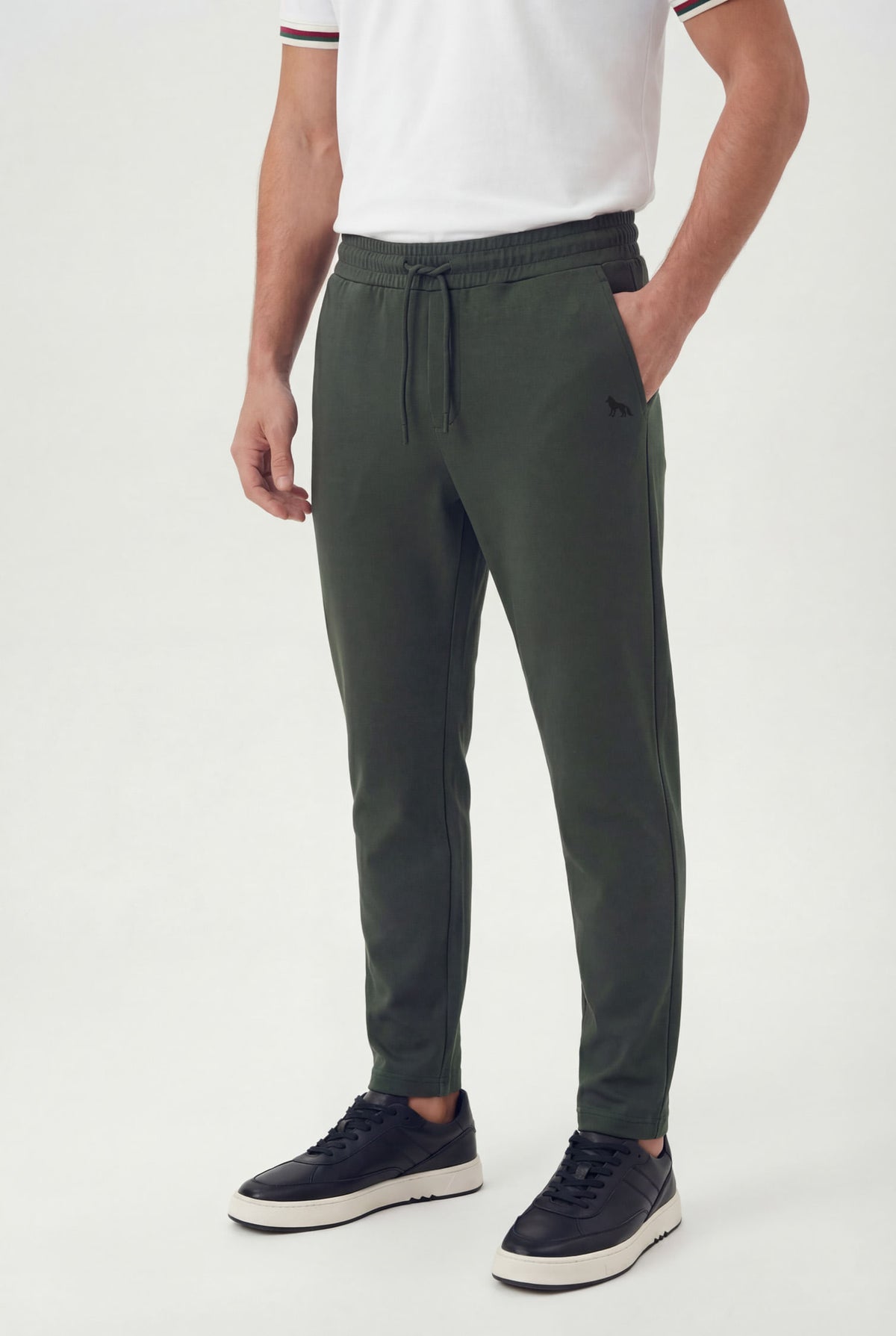 Calça Casual Com Bolsos Masculina Acostamento Verde Folhagem