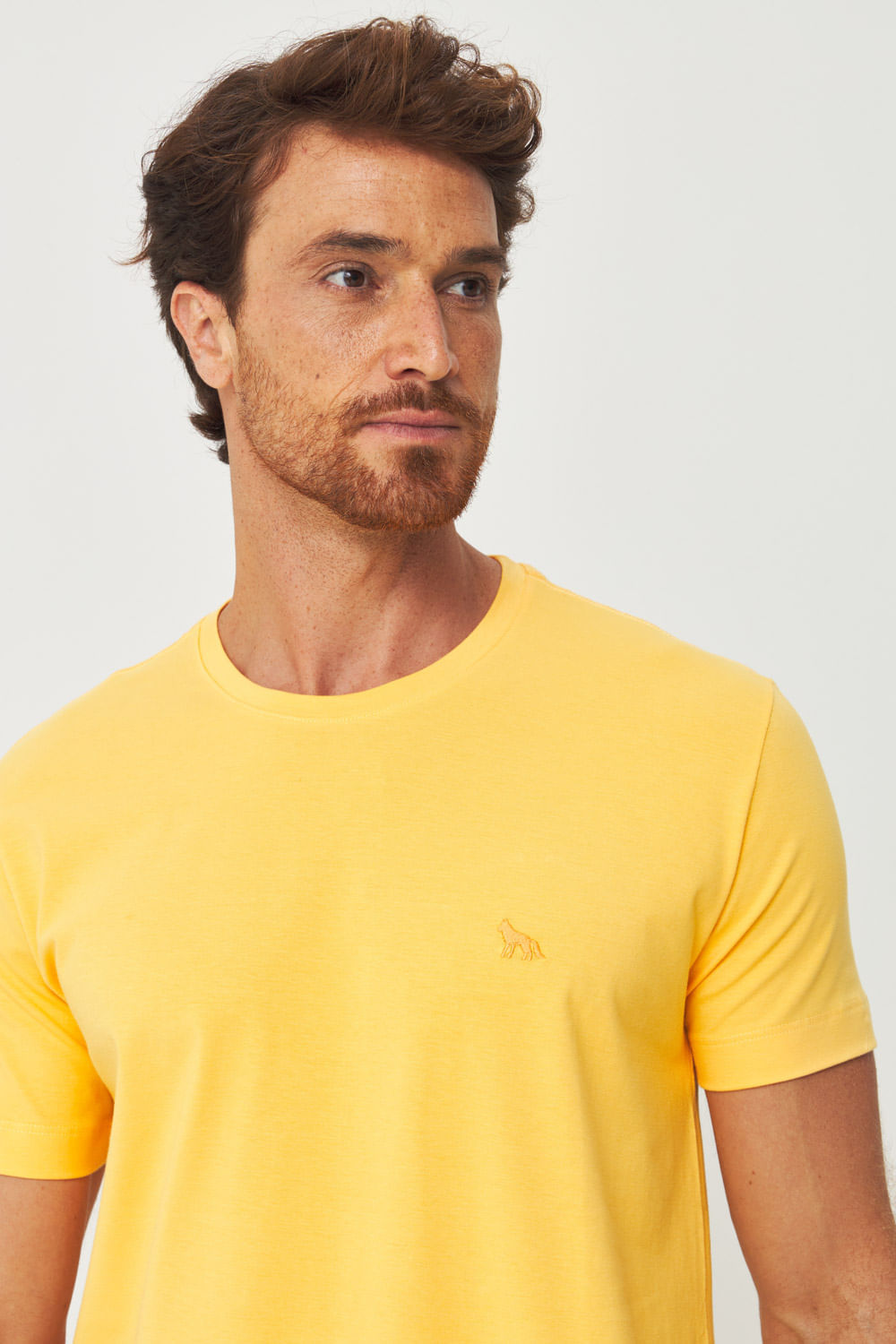 Camiseta Essential Lobo Masculina Acostamento Amarelo Manga