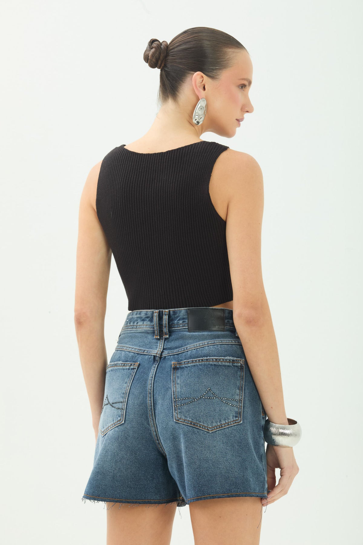 Shorts Jeans Casual  ACT Feminino Jeans Escuro