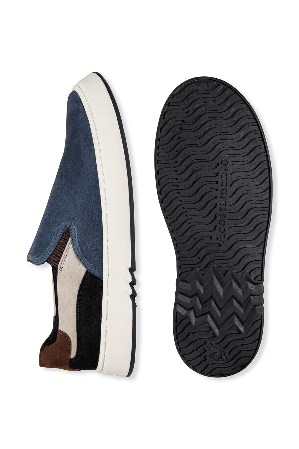 Tênis Slip On Recortes Masculino Acostamento Azul