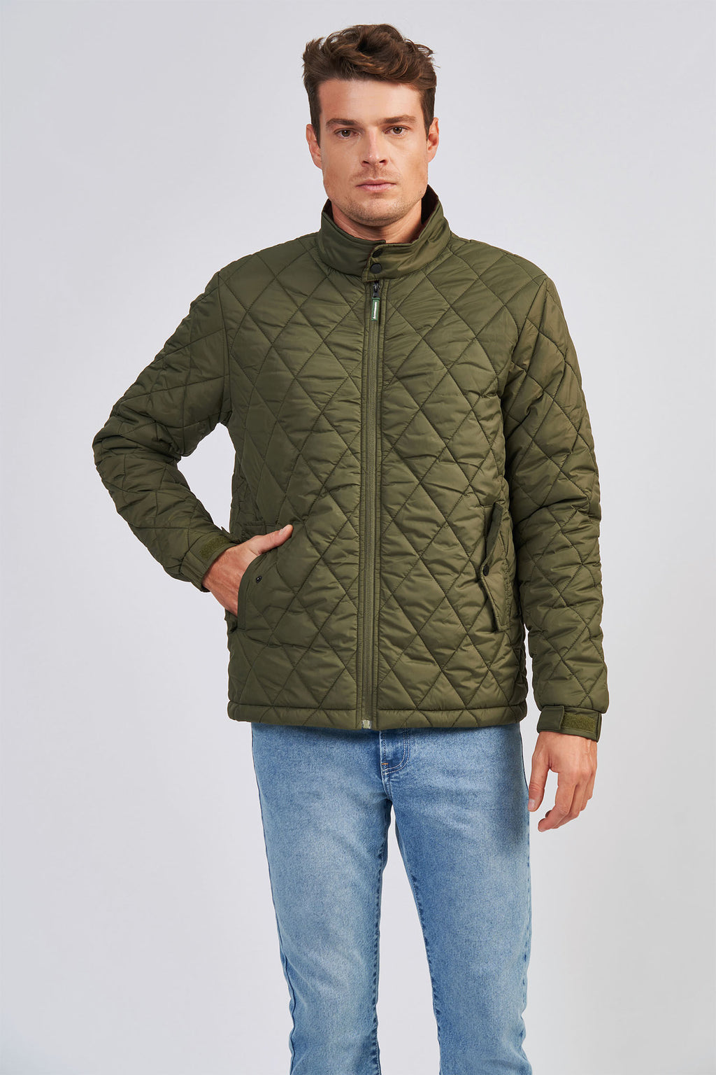 Jaqueta Básica Matelassê Masculina Acostamento Verde Musgo