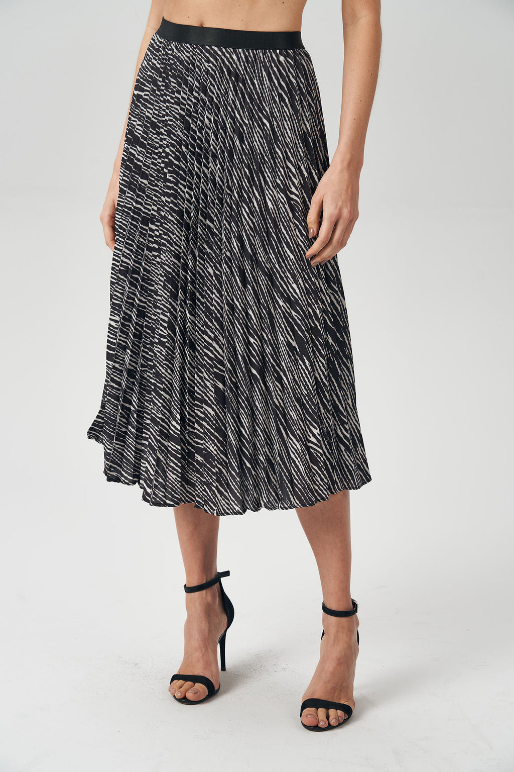 Saia Print Cós Elástico Feminina Acostamento Zebra Mini