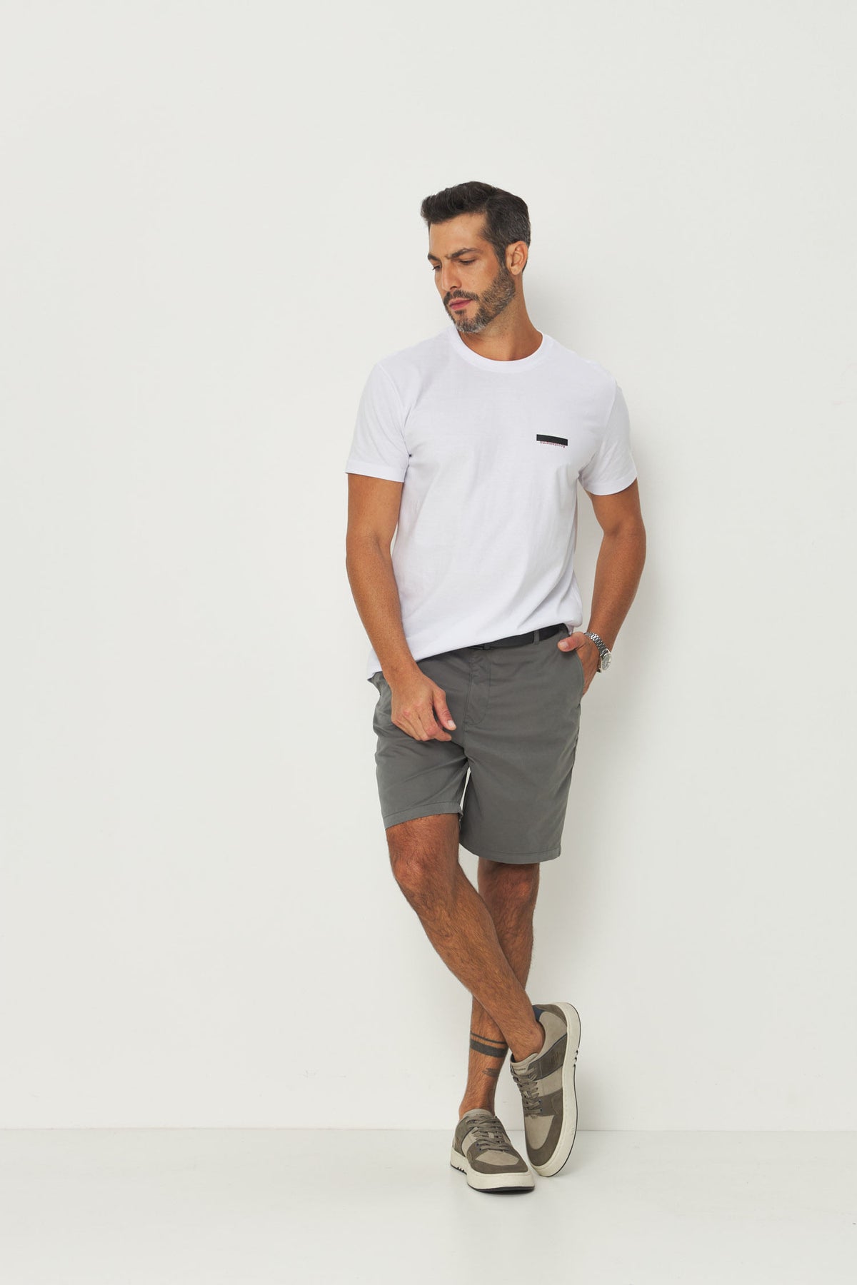 Bermuda Tech Bolso Faca Masculina Acostamento Chumbo