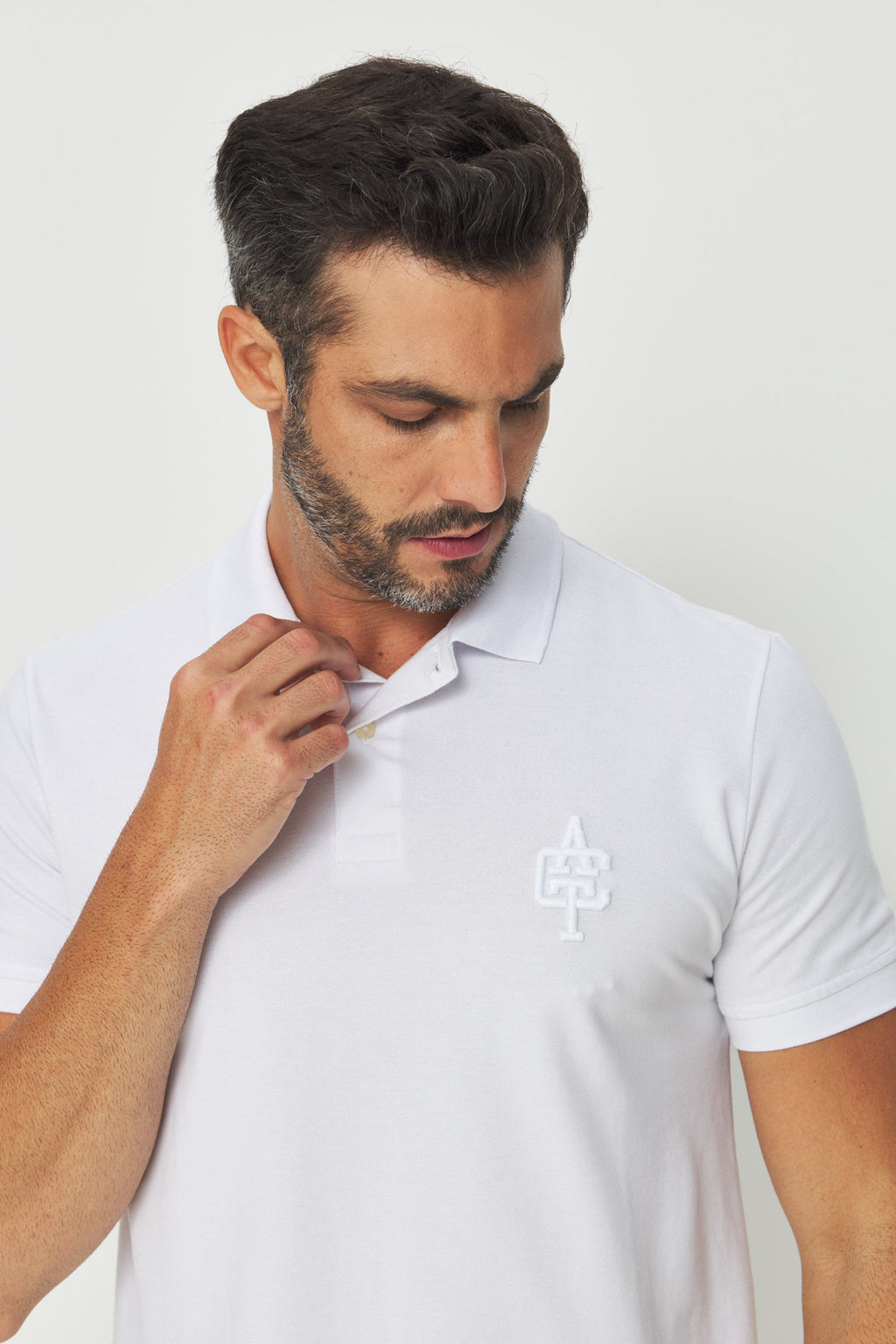 Polo Bordado ACT Masculina Acostamento Branco