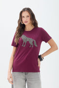 T-Shirt Lobo Shine ACT Feminina Deep Ruby