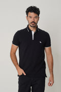 Polo Gola Contrastante Masculina Acostamento Preto