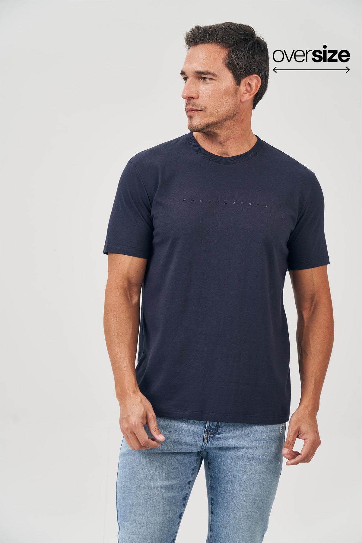 Camiseta Lettering Minimalista Masculina Oversize Acostamento Branco