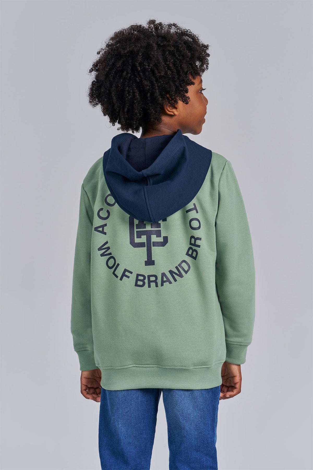 Jaqueta Moletom Brand Wolf Menino Acostamento Kids Azul Sky