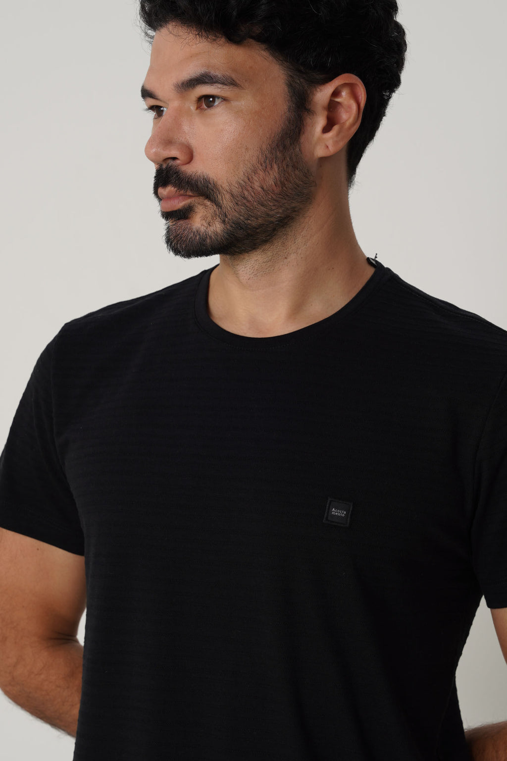 Camiseta Casual Masculina Acostamento Preto