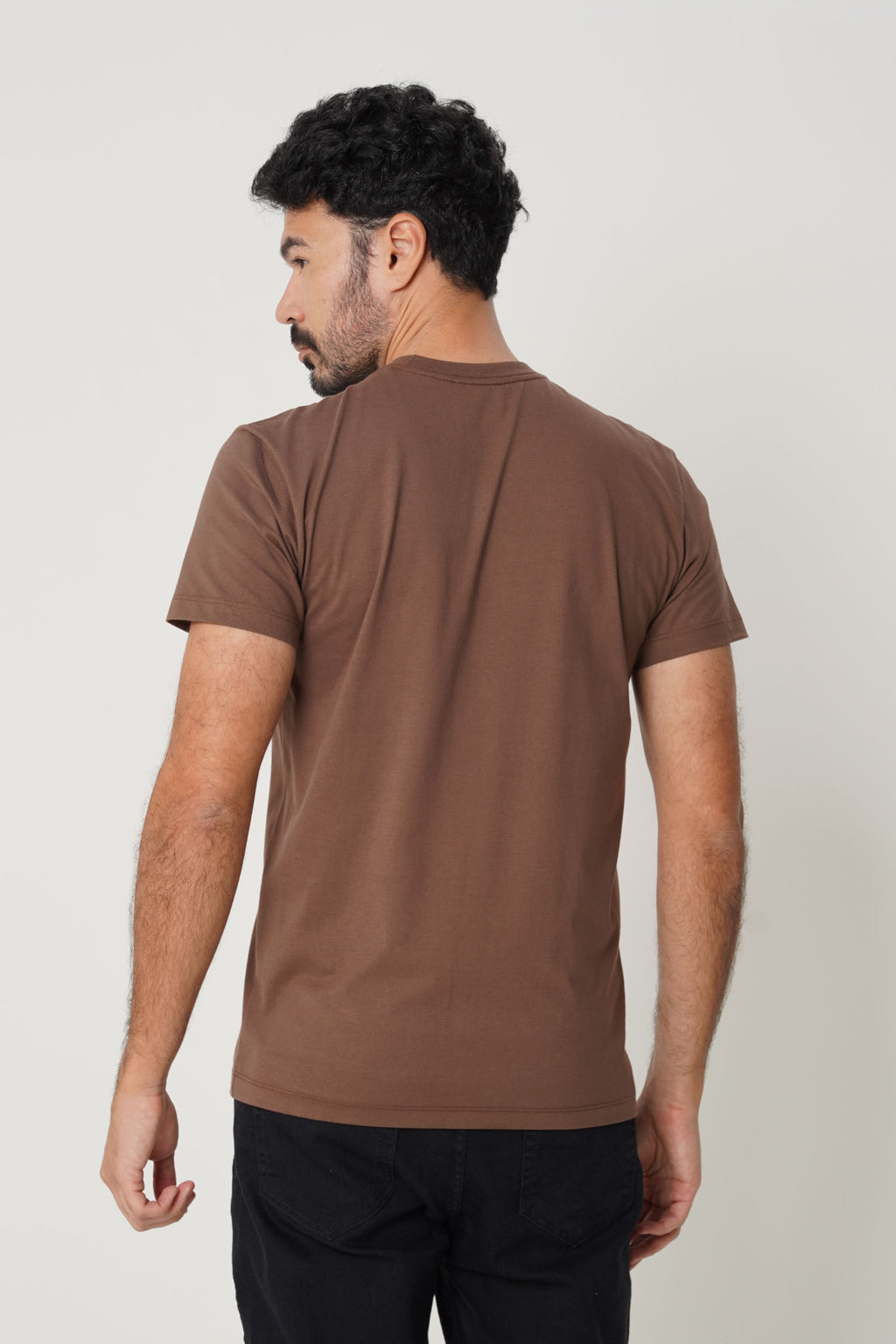 Camiseta Básica Com Bordado Masculina Acostamento Marrom Ipe