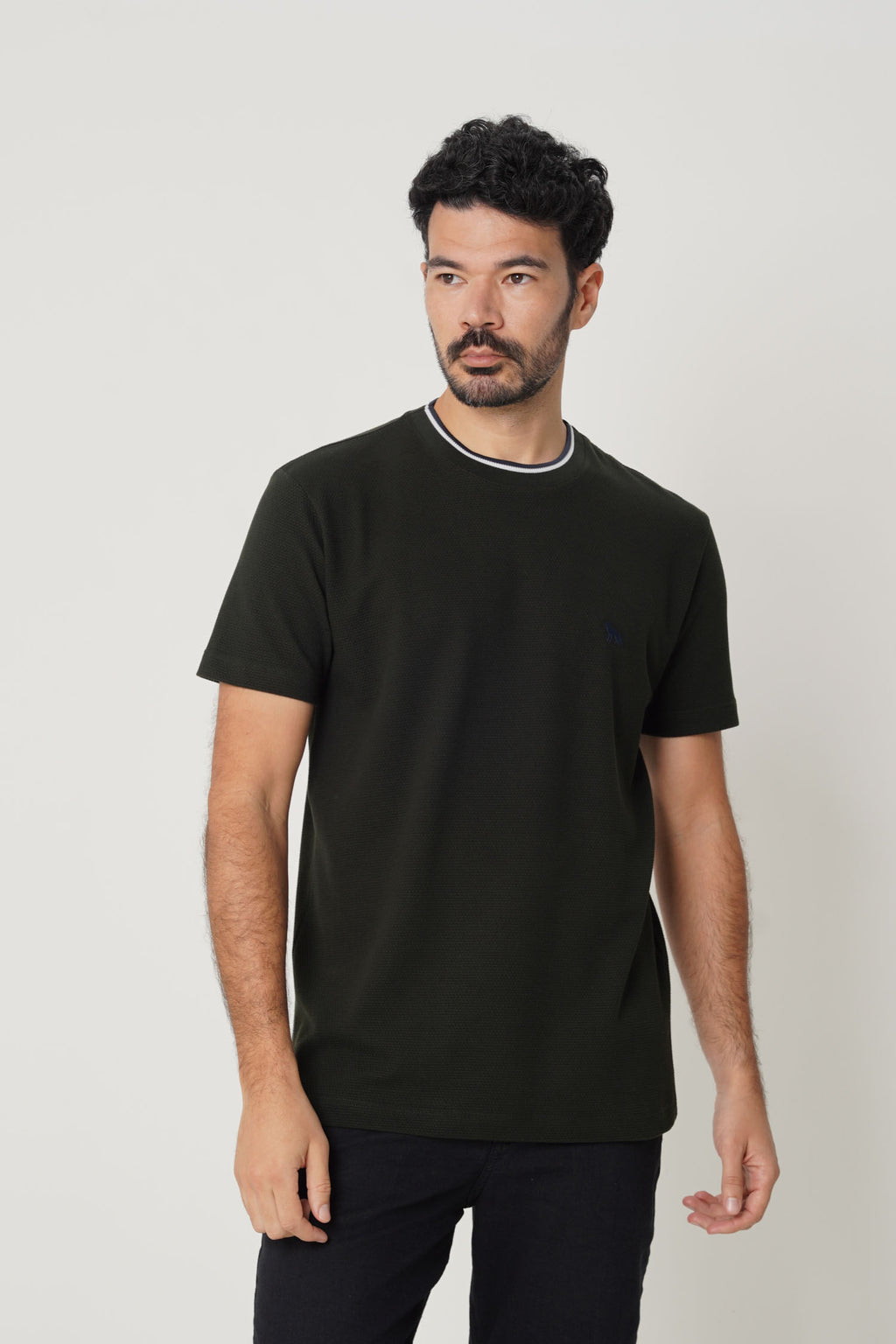 Camiseta Casual Com Bordado Masculina Acostamento Verde Folhagem