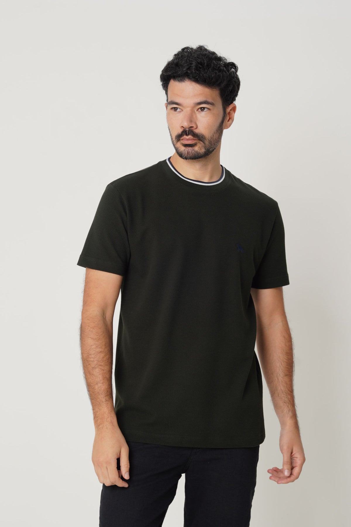 Camiseta Casual Com Bordado Masculina Acostamento Verde Folhagem