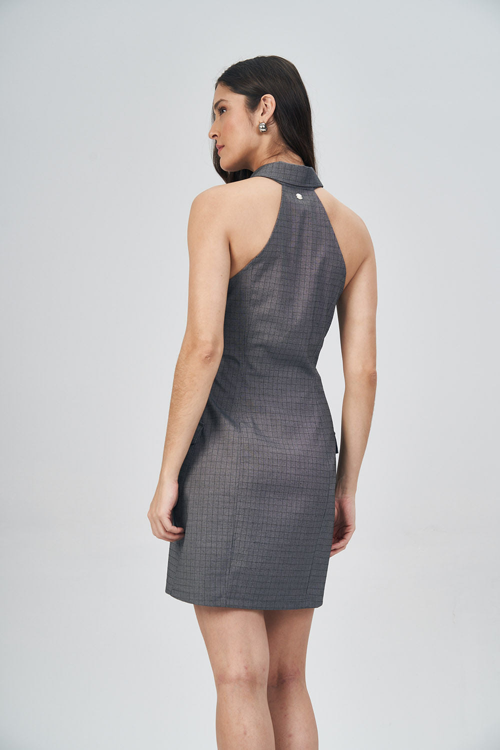 Vestido Zíper Frontal Feminino Acostamento Grafite