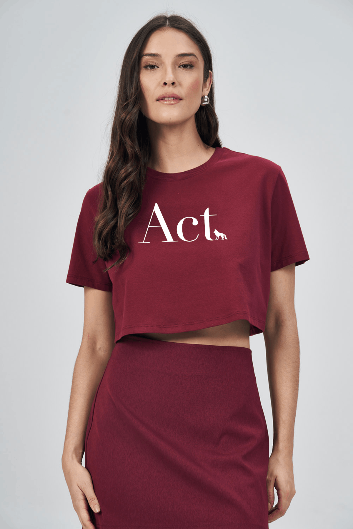 T-shirt Cropped ACT Wolf Feminina Acostamento Bordo Sangria