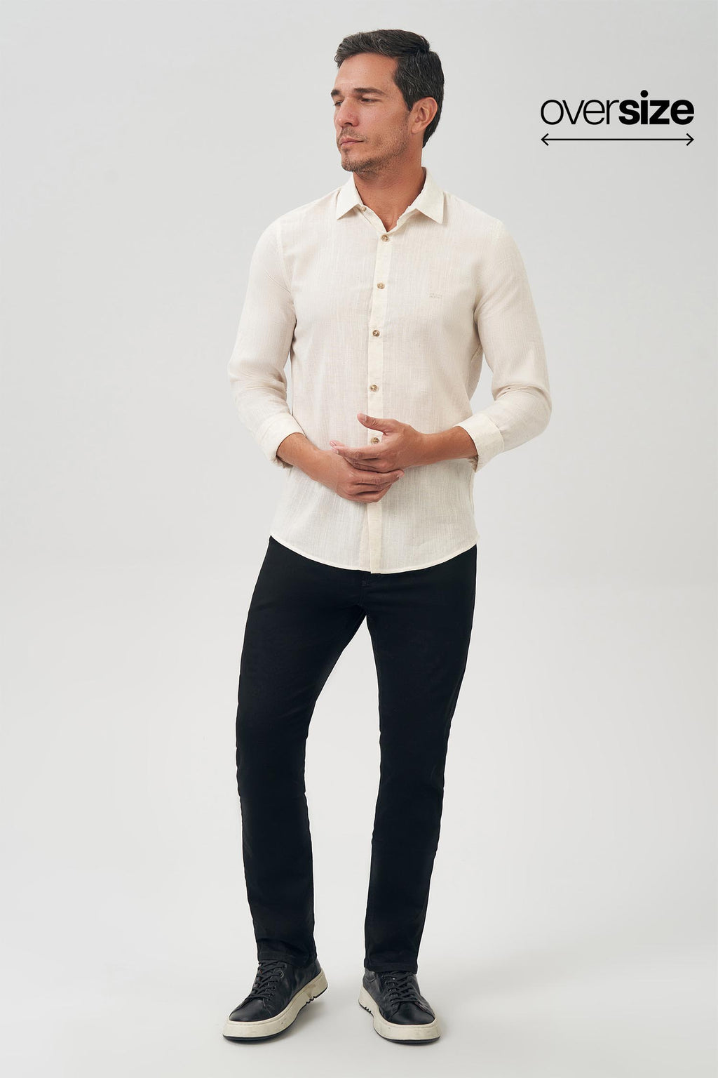 Camisa Manga Longa Masculina Oversize Acostamento Natural