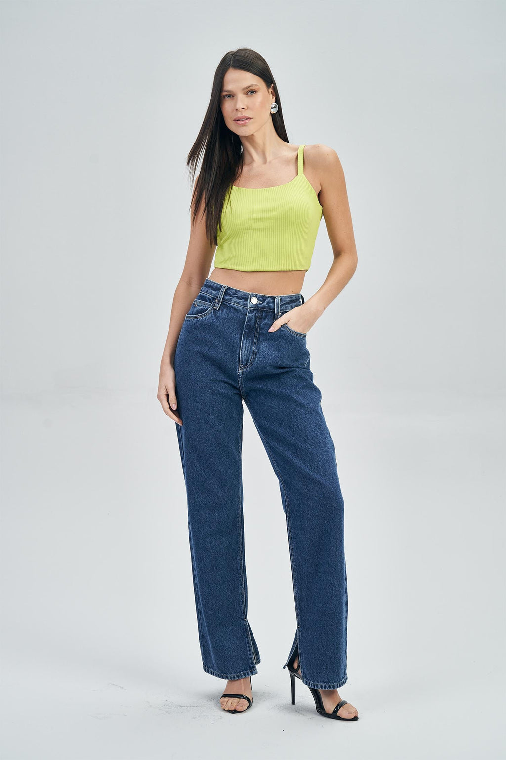 Top Canelado Feminino Acostamento Citrus Green
