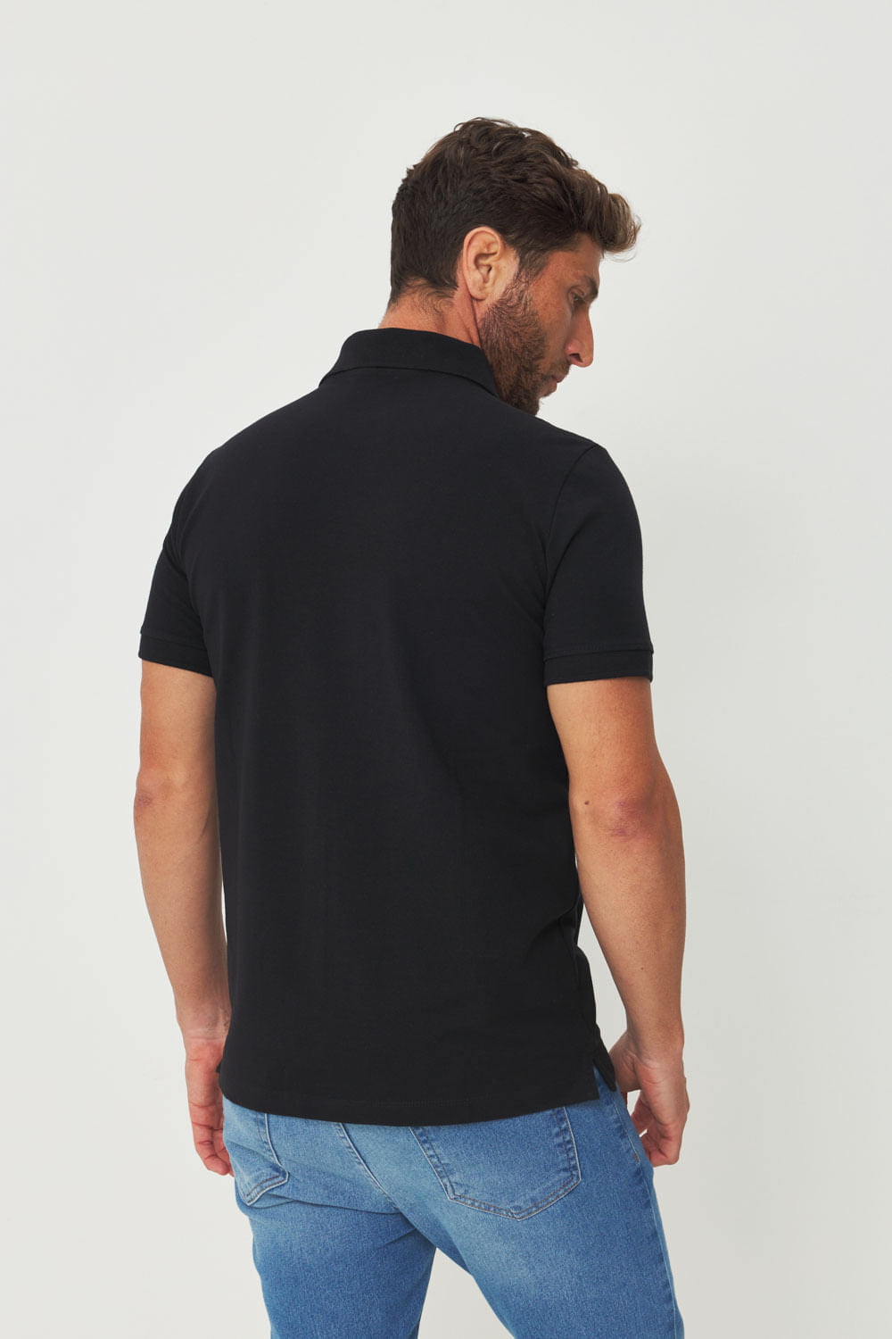 Polo Básica Essencial Masculino Acostamento Preto