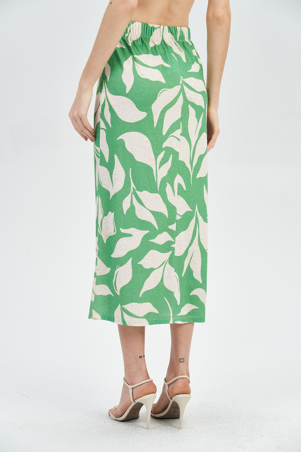 Saia Midi Print Franzida Feminina Acostamento Paradise