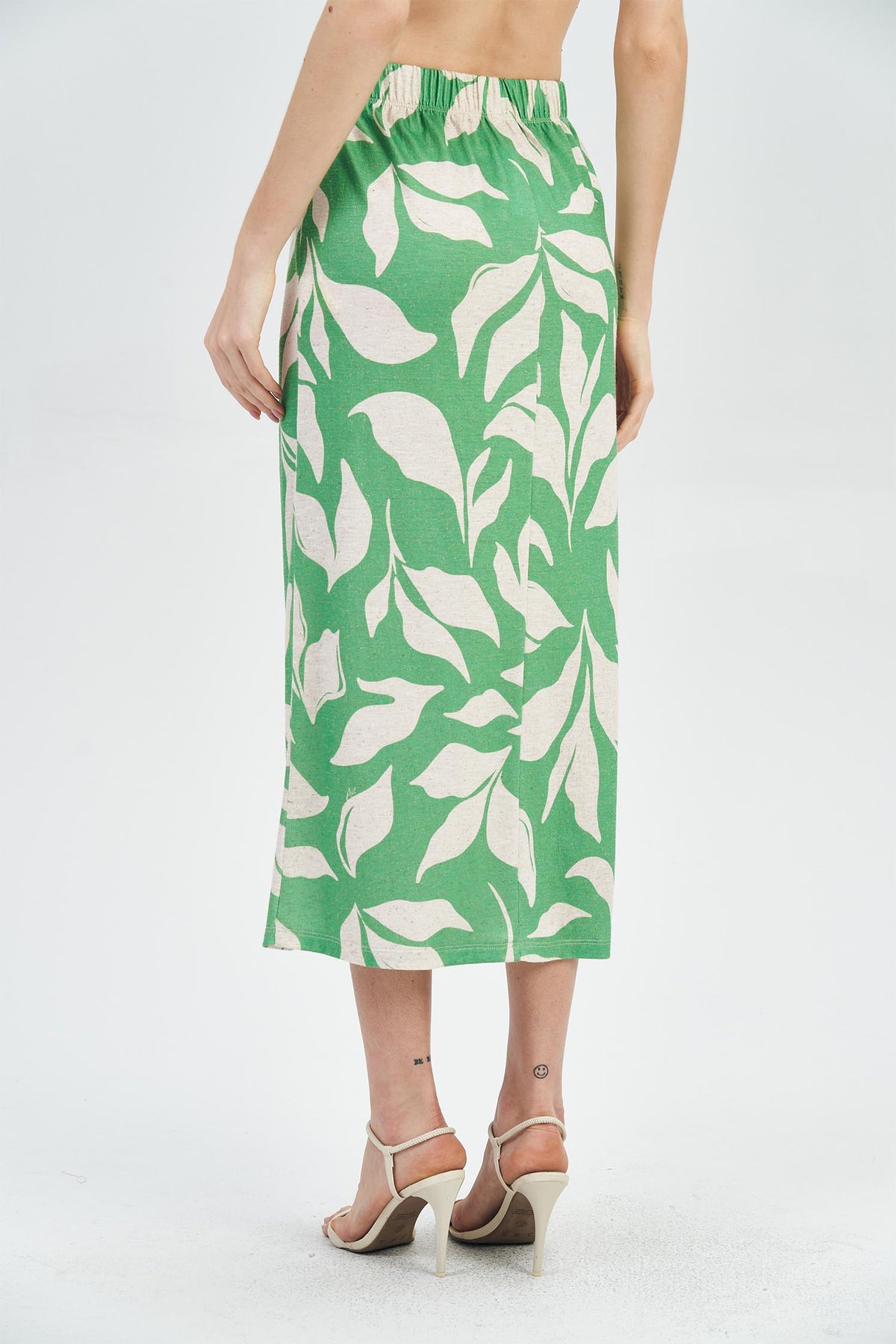 Saia Midi Print Franzida Feminina Acostamento Paradise