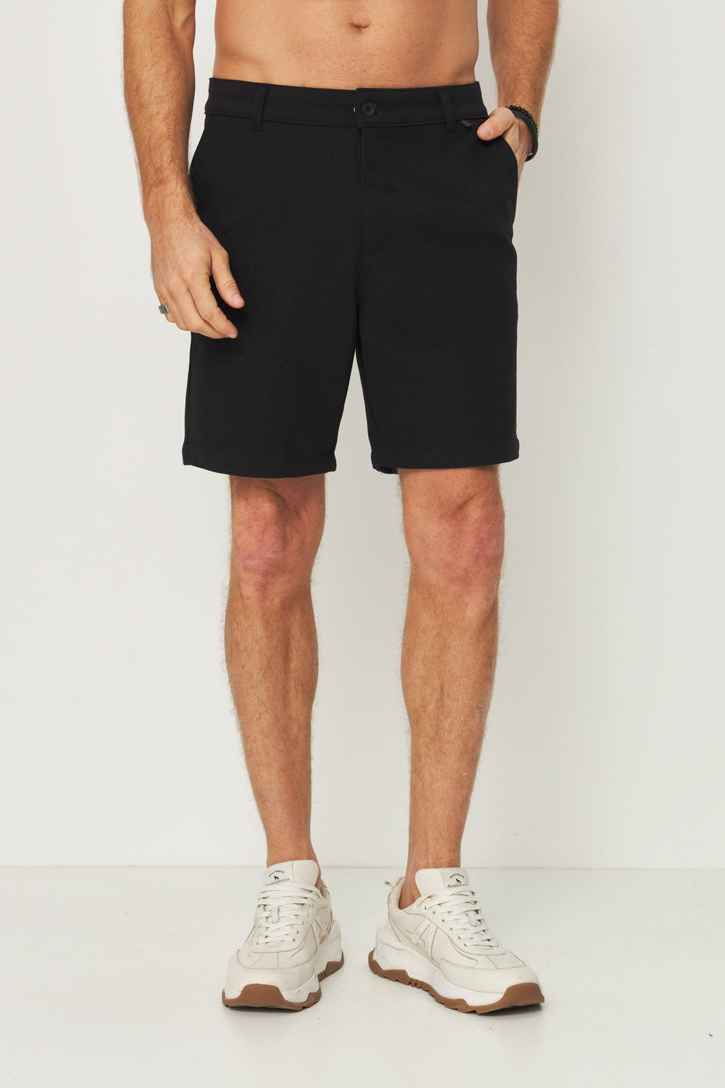 Bermuda Casual Malha Masculina Acostamento Preto