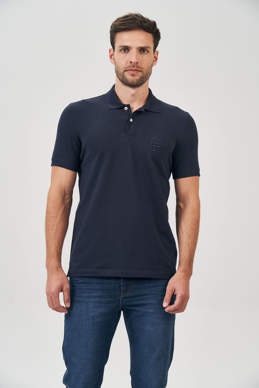 Polo Bordado ACT Masculina Acostamento Marinho
