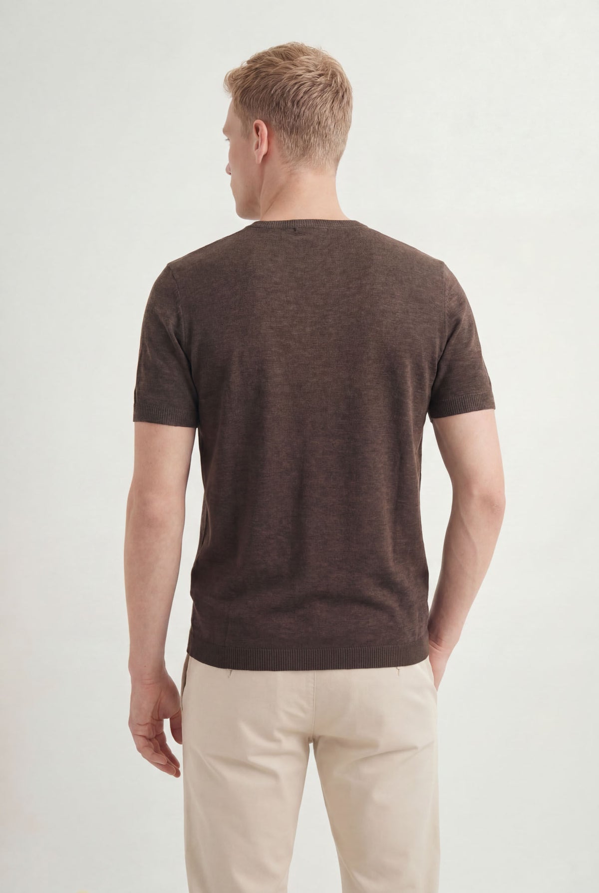 Camiseta Tricot Básica Masculina Acostamento Marrom