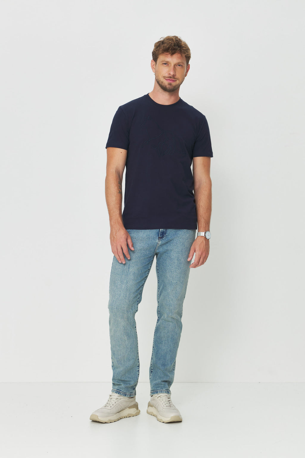 Camiseta Duo Lobo Masculina Acostamento Marinho