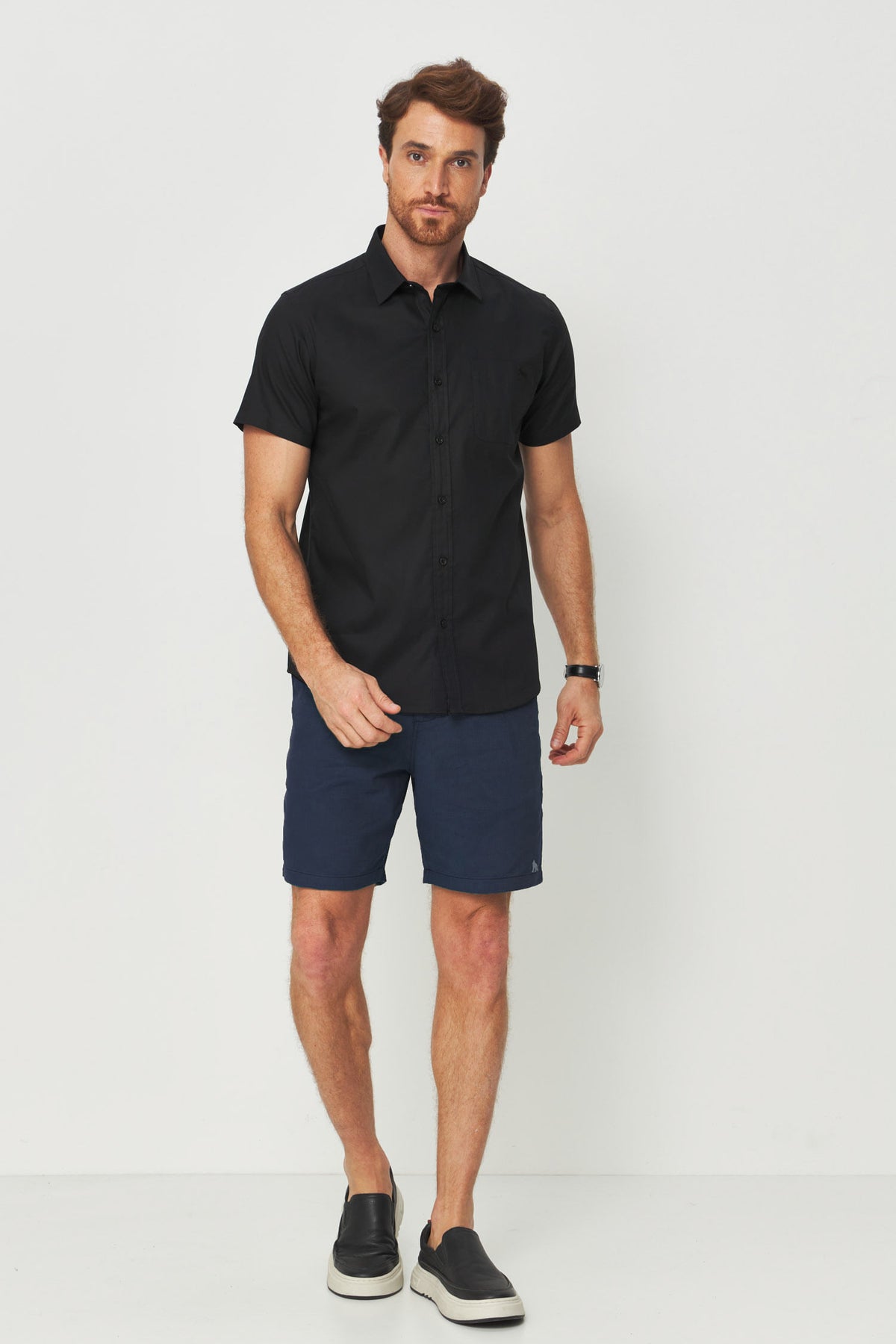 Bermuda Básica Casual Masculina Acostamento Marinho