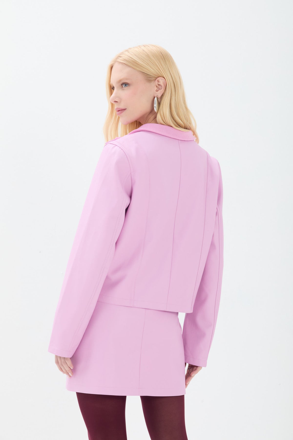 Casaco PU Com Bolsos ACT Feminino Pink Sunset