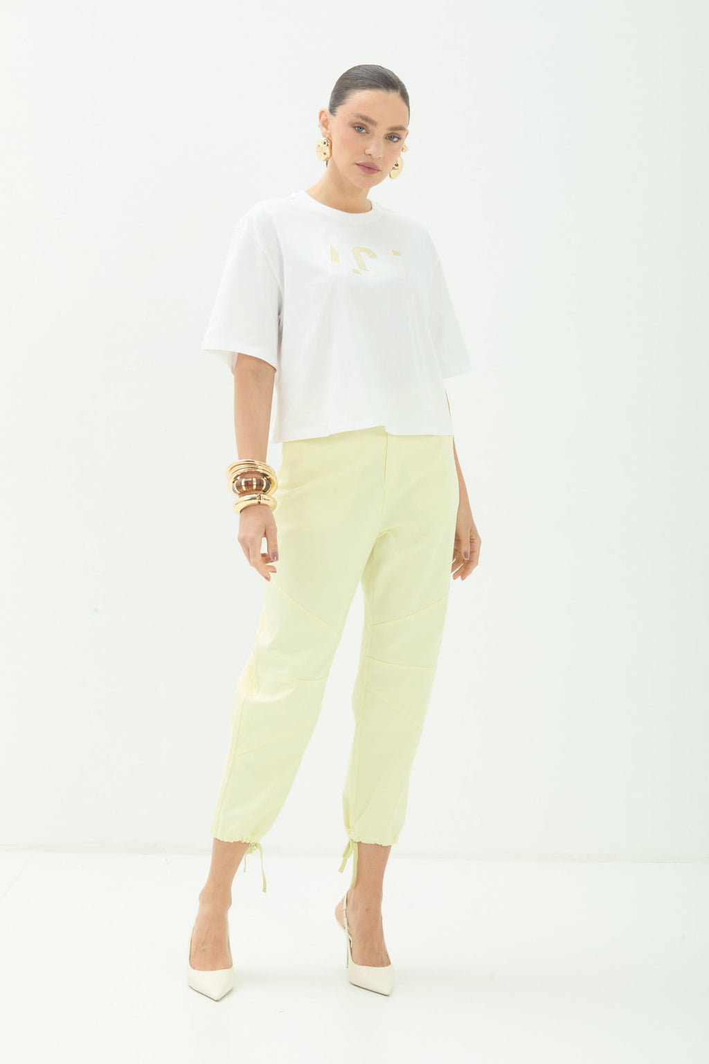 T-Shirt Ampla Casual  ACT Feminino Off White