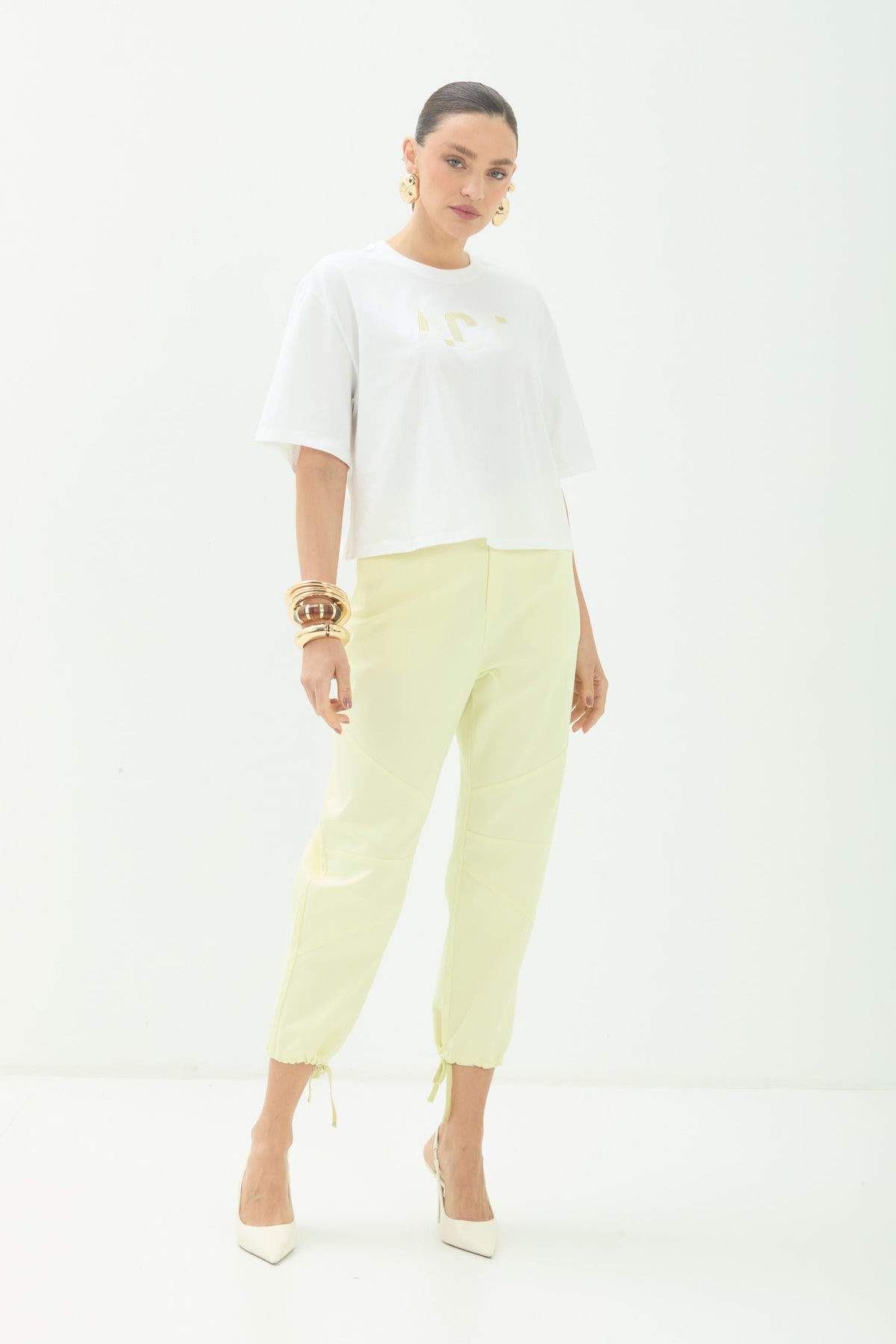 T-Shirt Ampla Casual  ACT Feminino Off White